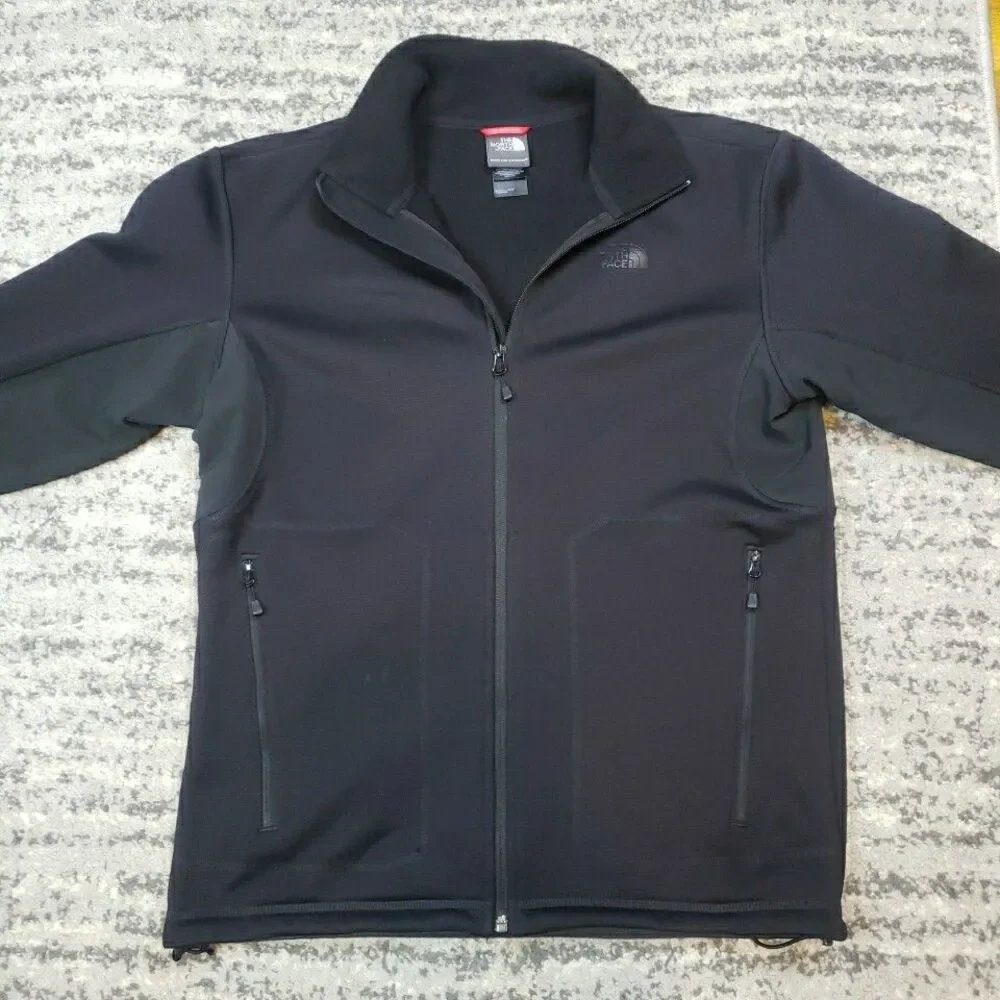 North Face Full Zip Jacket Coat Never Stop Exploring Black Pockets Mens Medium